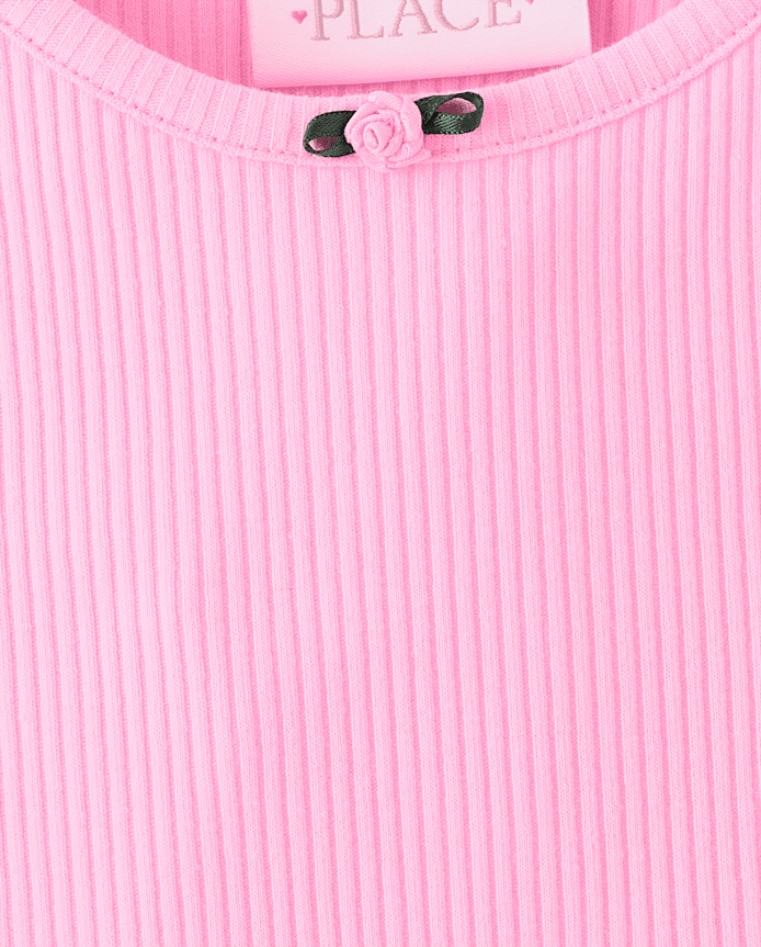 Girls Ribbed Tiered V-Waist Dress