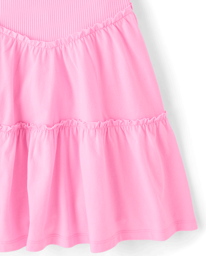 Girls Ribbed Tiered V-Waist Dress