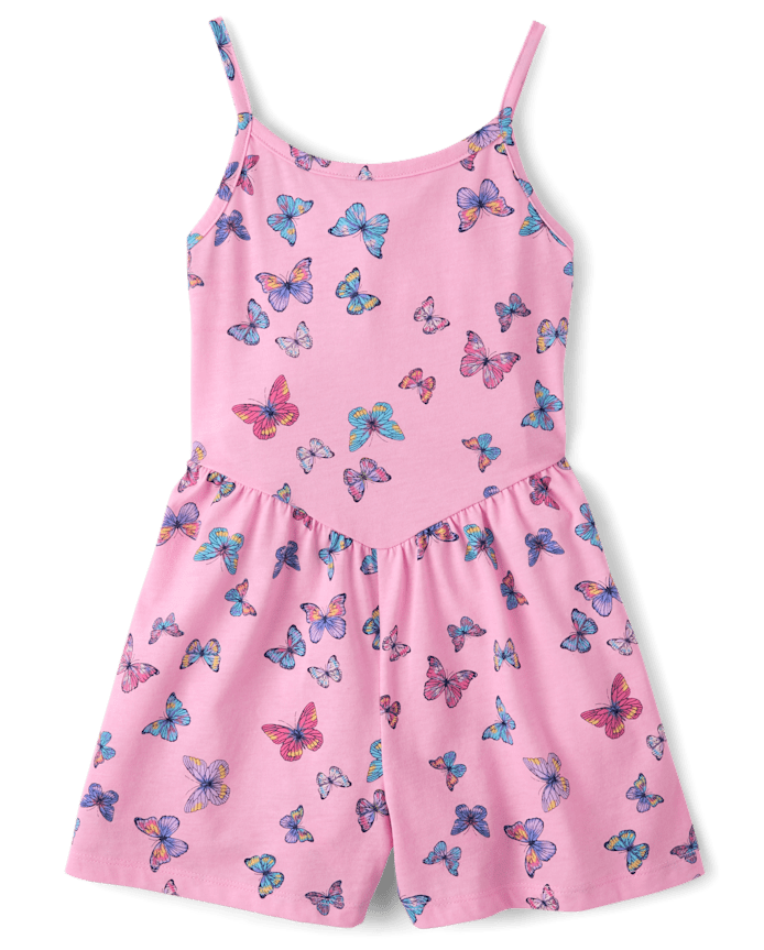 Girls Print V-Waist Romper