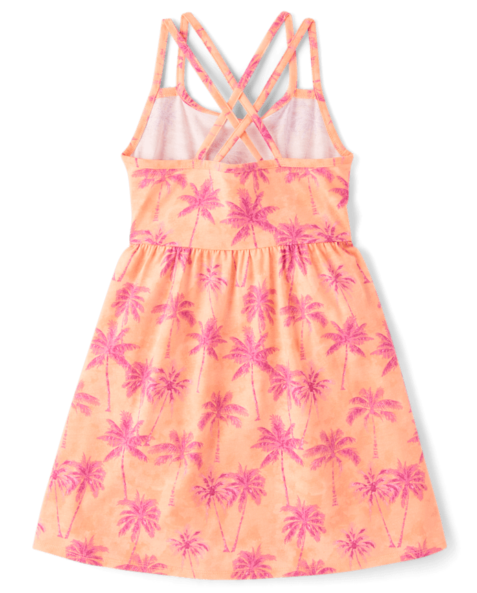 Girls Print Cross Back Dress