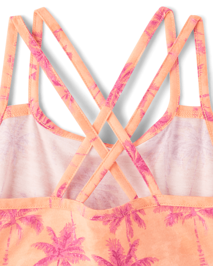 Girls Print Cross Back Dress