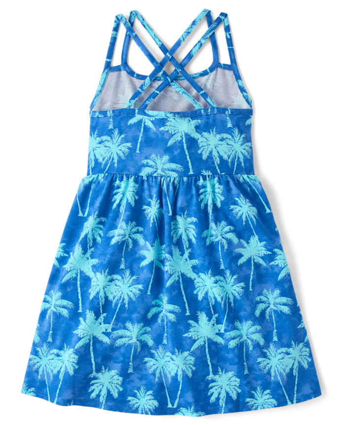 Girls Print Cross Back Dress