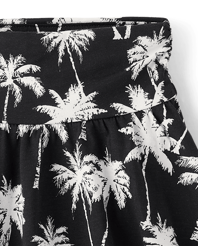 Girls Print High Rise Ruched Skort