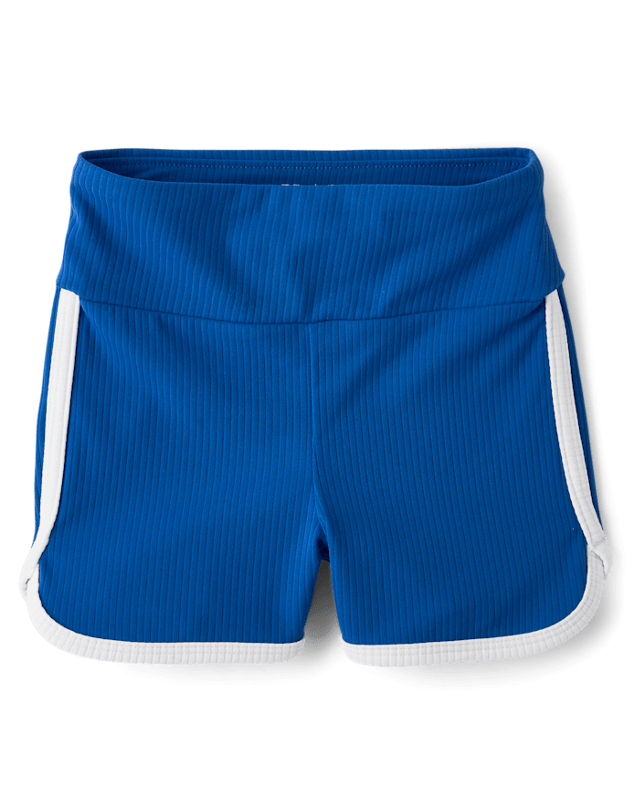 Girls High Rise Ribbed Dolphin Bike Shorts