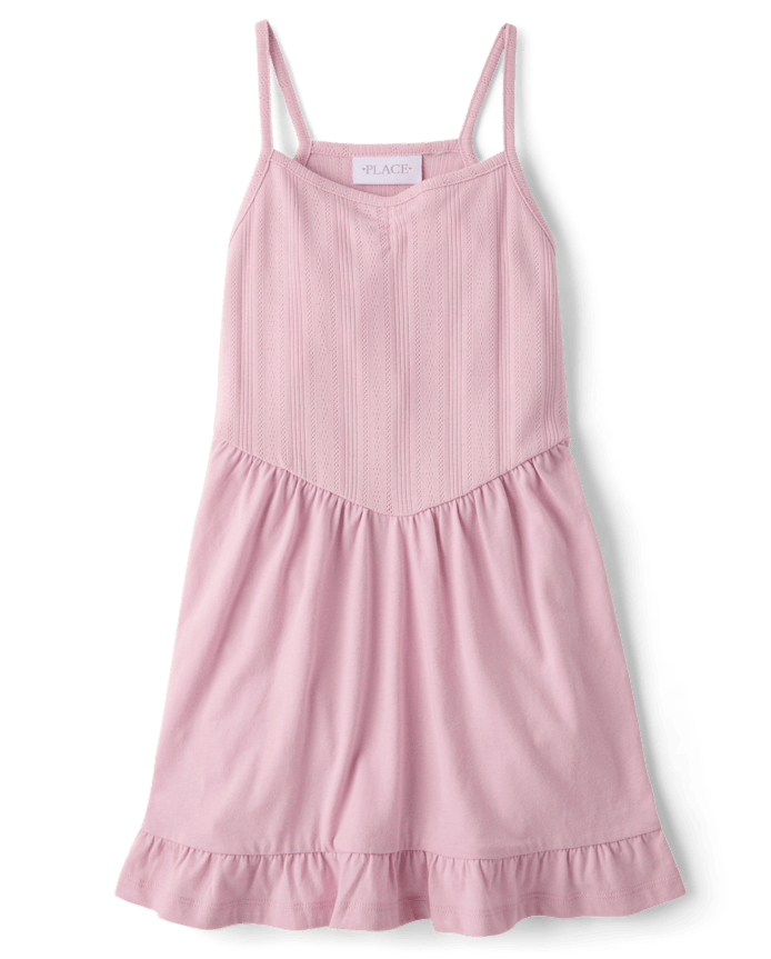 Girls Pointelle V-Waist Dress