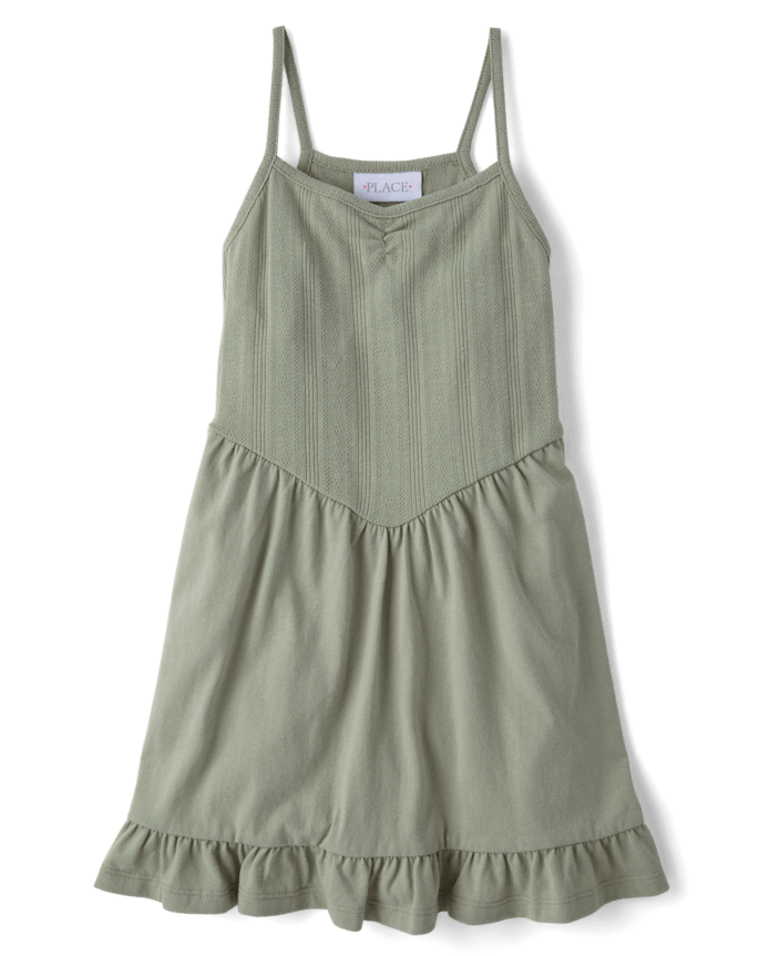Girls Pointelle V-Waist Dress