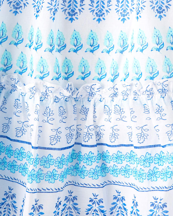 Girls Print Textured Bow Shoulder Dress