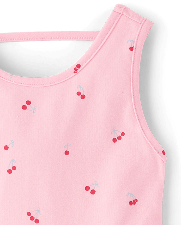 Girls Cherry Bar Back V-Waist Dress