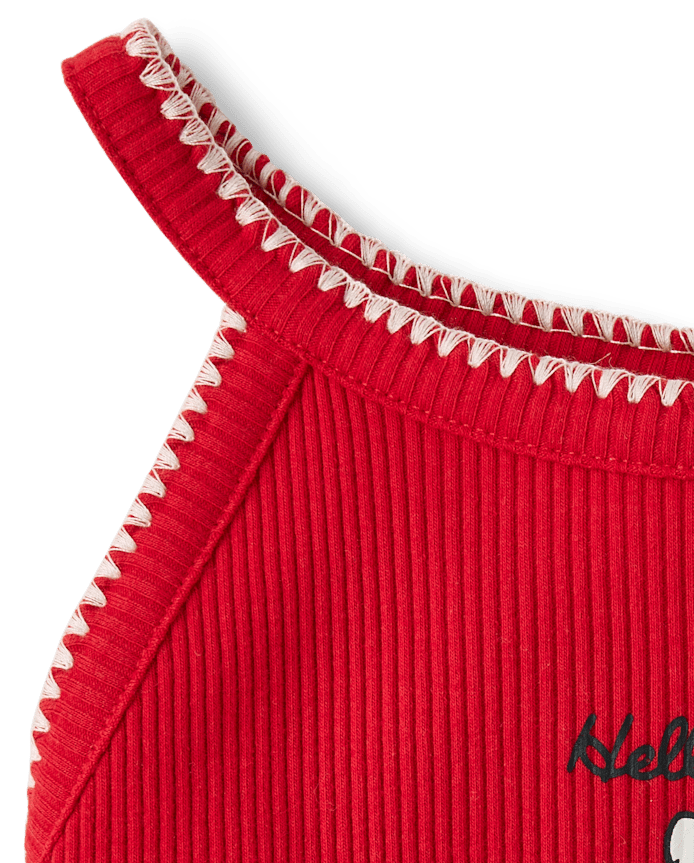 Girls Hello Kitty® Bow High Neck Ribbed Tank Top