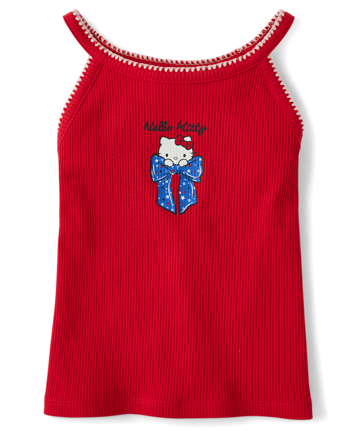 Girls Hello Kitty® Bow High Neck Ribbed Tank Top