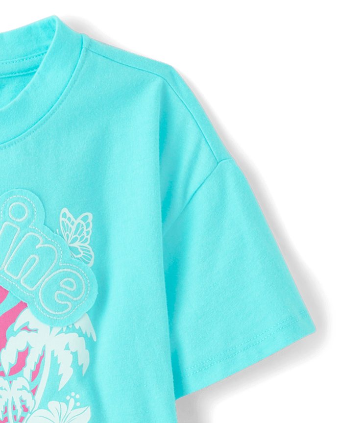 Girls Applique Vacation Cropped Top
