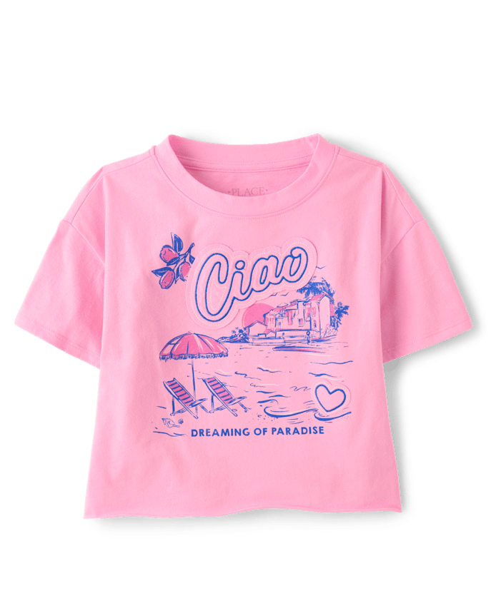 Girls Applique Vacation Top