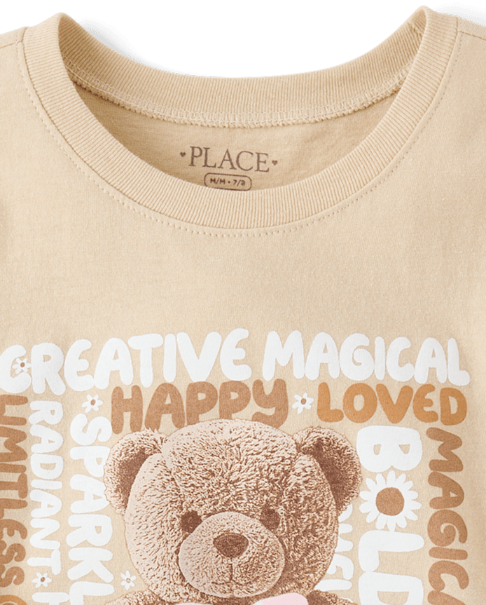 Girls Teddy Bear Graphic Tee