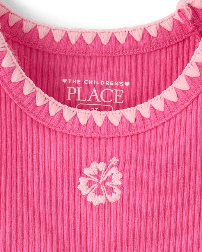 Baby And Toddler Girls Embroidered Icon Ribbed Tank Top