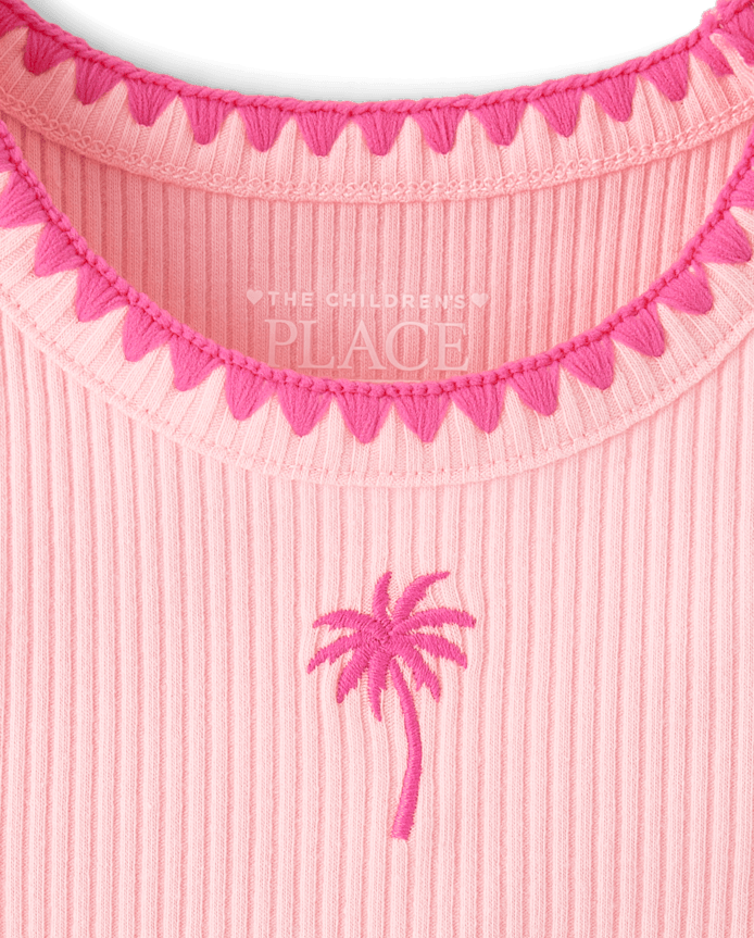 Baby And Toddler Girls Embroidered Icon Ribbed Tank Top