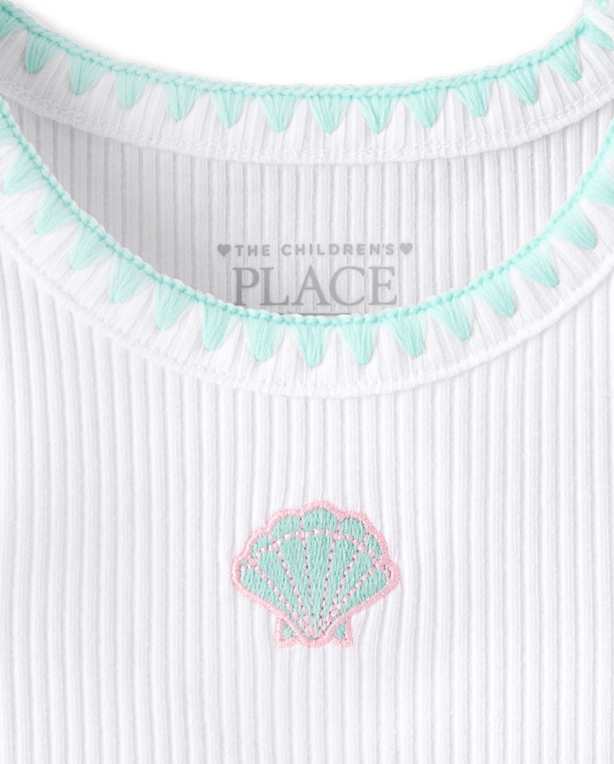 Baby And Toddler Girls Embroidered Icon Ribbed Tank Top