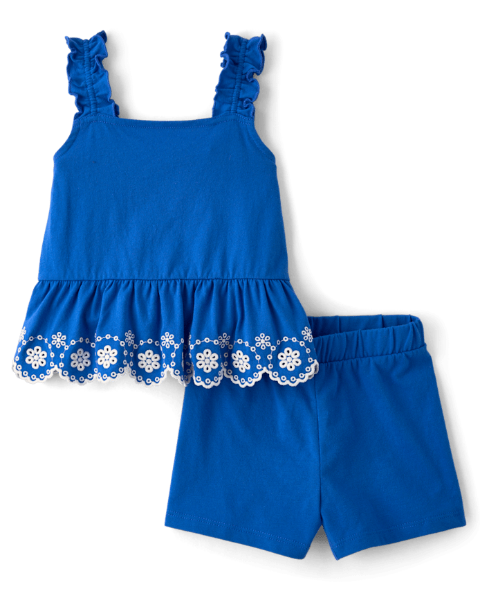 Toddler Girls Embroidered Eyelet 2-Piece Outfit Set