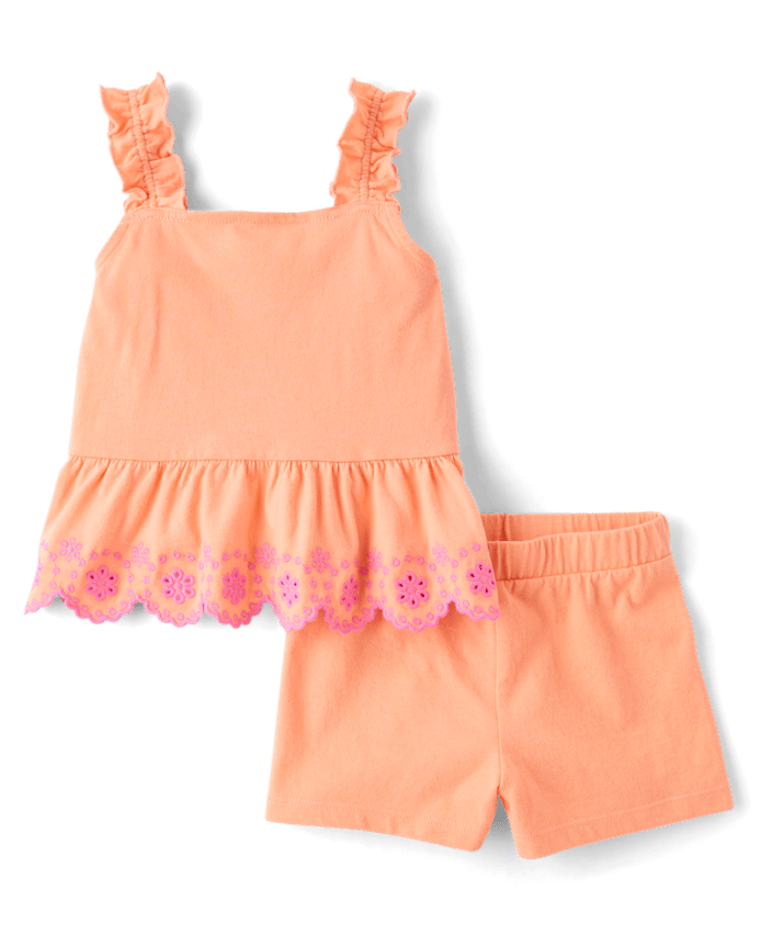 Toddler Girls Embroidered Eyelet 2-Piece Outfit Set