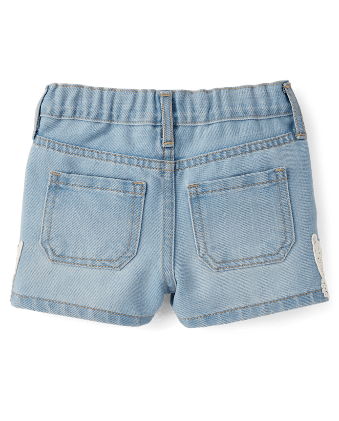 Baby And Toddler Girls Crochet Shortie Jean Shorts