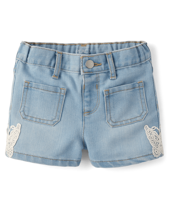 Baby And Toddler Girls Crochet Shortie Jean Shorts