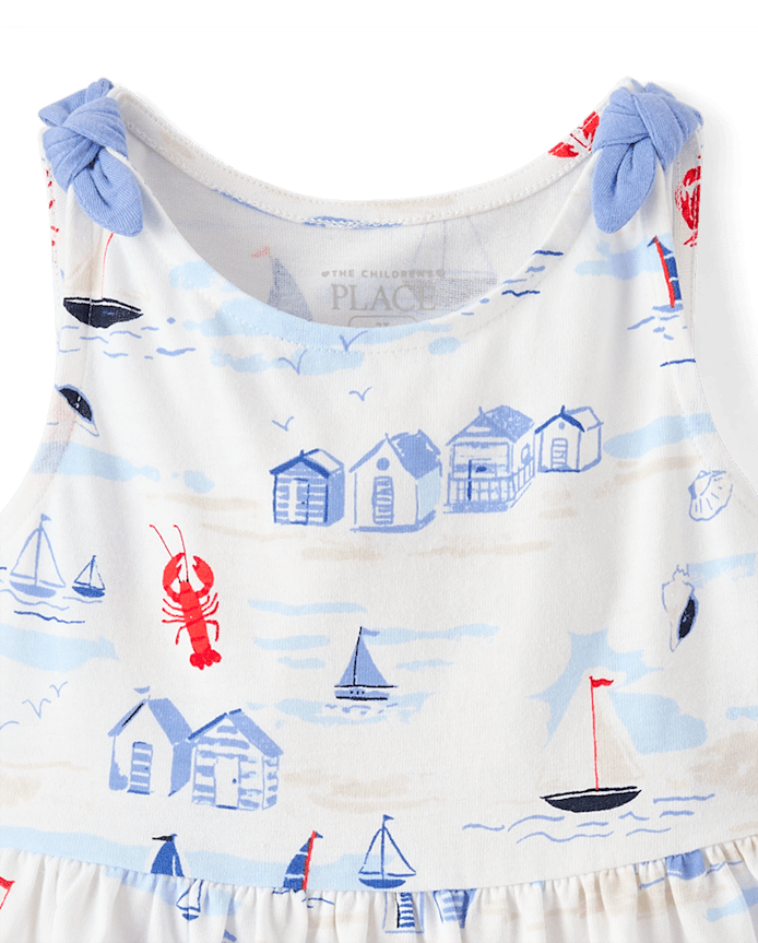 Baby And Toddler Girls Print Tie Shoulder Dress