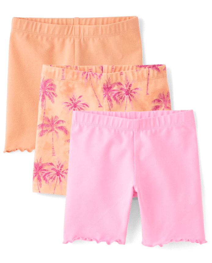 Toddler Girls Palm Tree Lettuce Bike Shorts 3-Pack