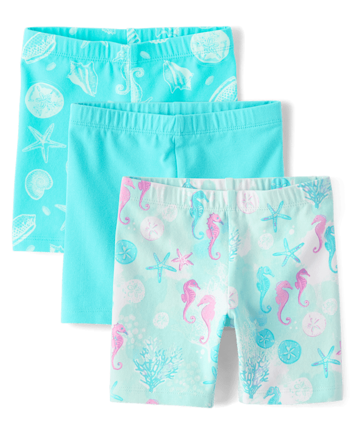 Toddler Girls Seashell Bike Shorts 3-Pack