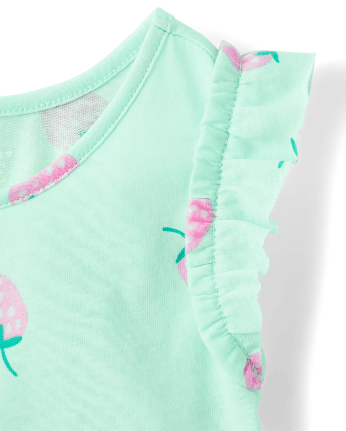 Toddler Girls Puff Print Fruit Ruffle Tank Top 3-Pack