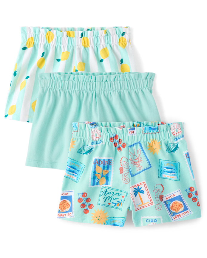 Toddler Girls Postcard Pull On Shorts 3-Pack