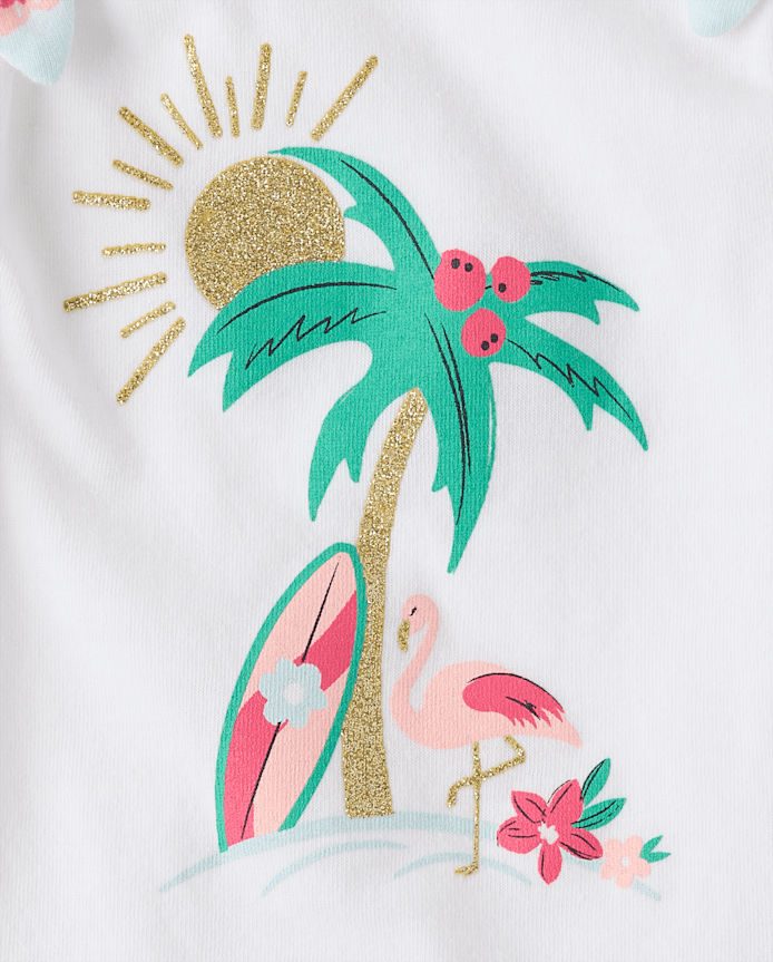 Toddler Girls Glitter Beach Bow 2-Piece Outfit Set