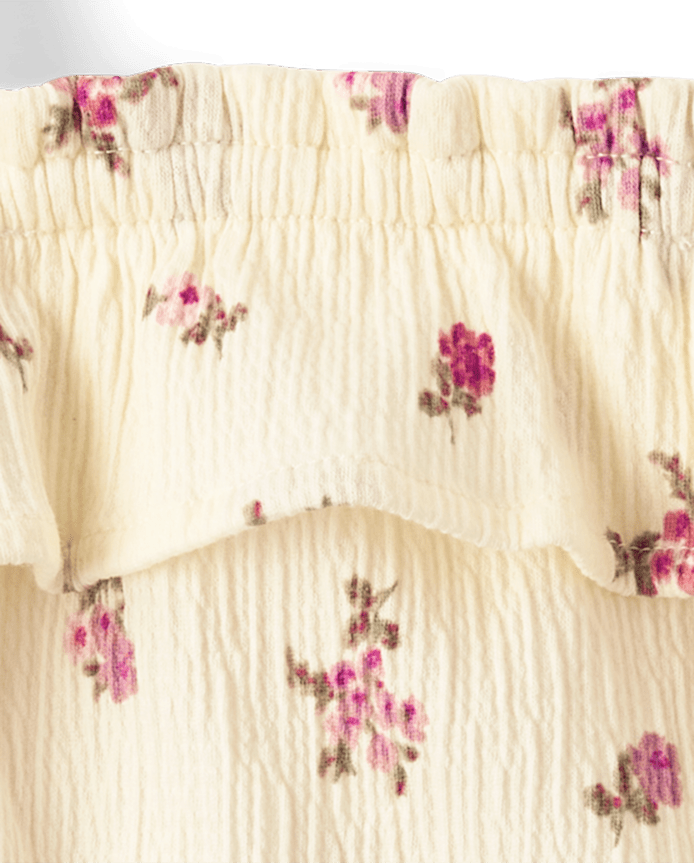 Toddler Girls Floral Crinkle Ruffle Tank Top