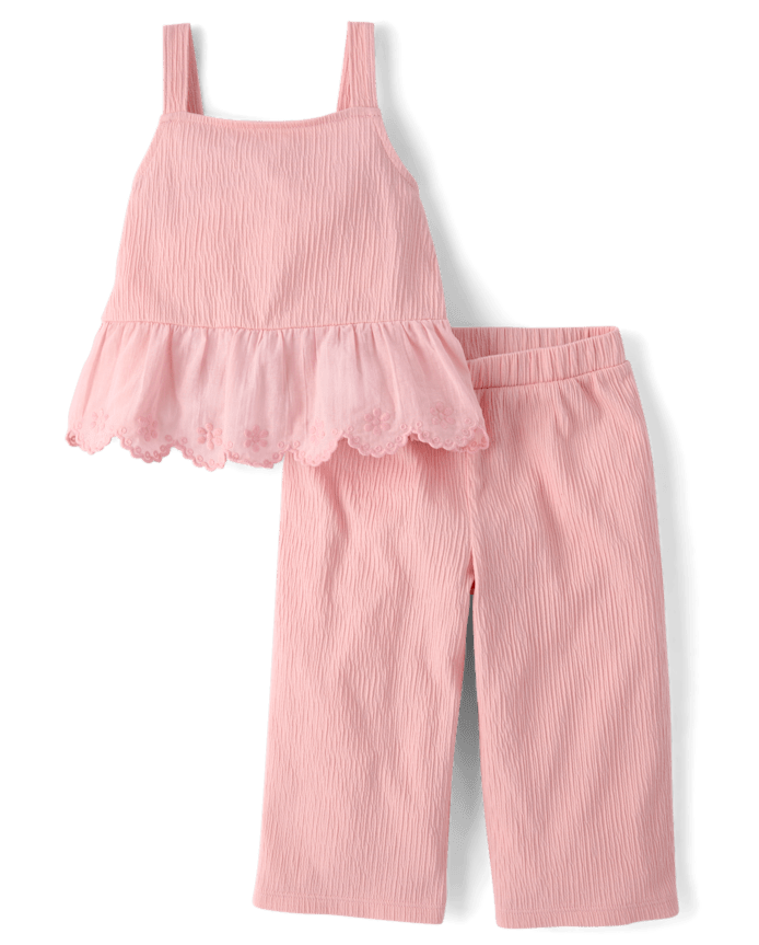 Toddler Girls Textured Eyelet 2-Piece Outfit Set