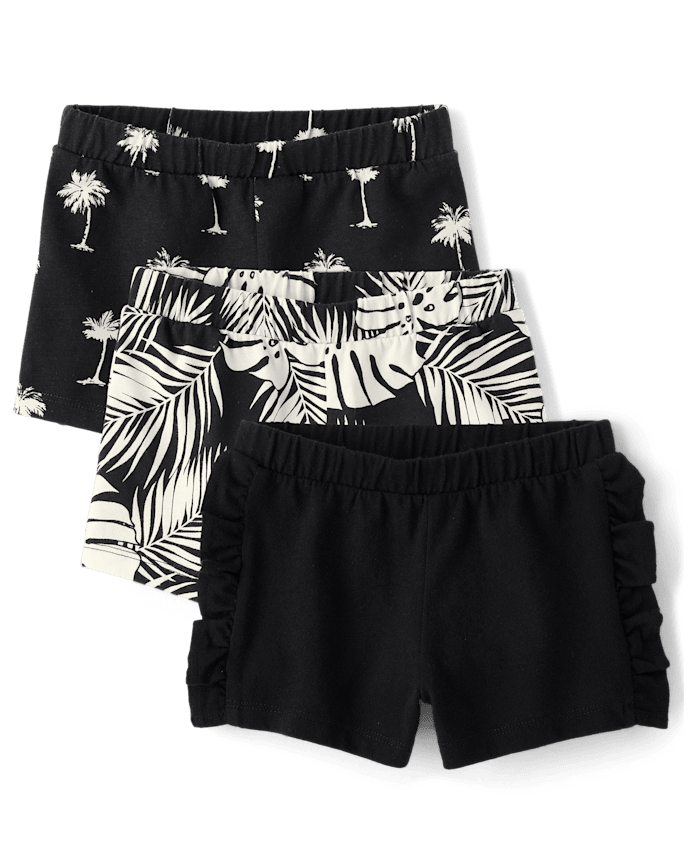 Toddler Girls Tropical Ruffle Shorts 3-Pack
