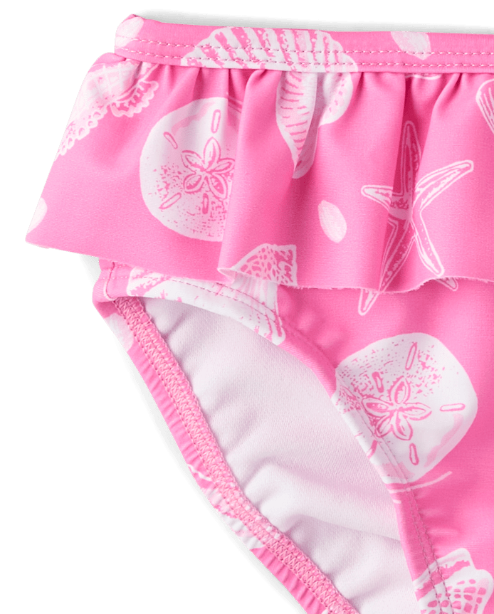 Baby And Toddler Girls Seashell Ruffle Tankini Swimsuit