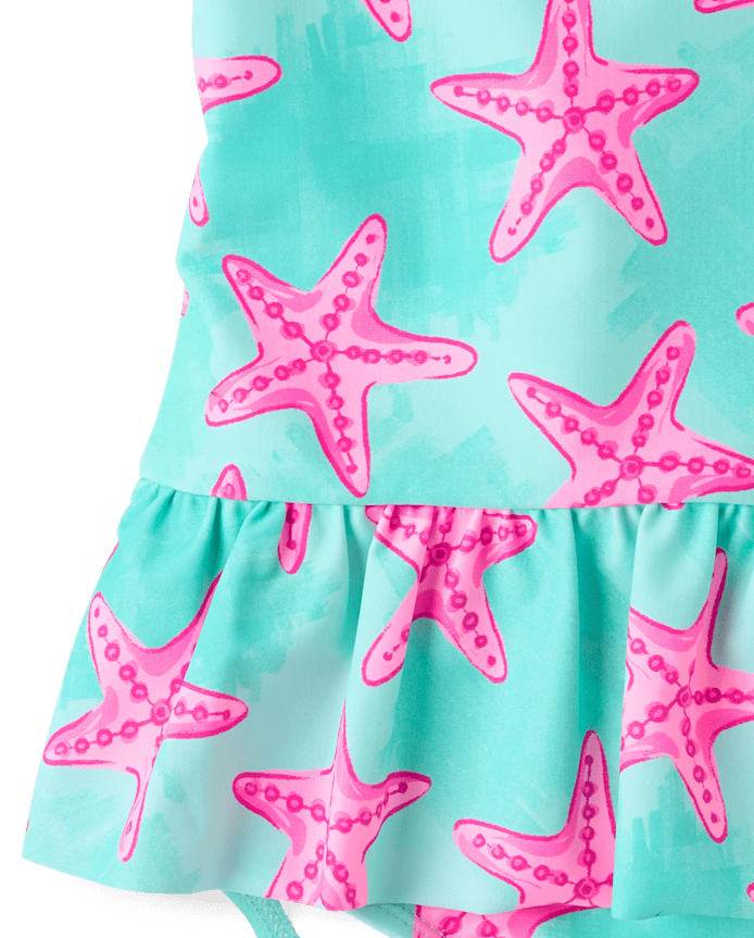 Baby And Toddler Girls Starfish Peplum One Piece Swimsuit