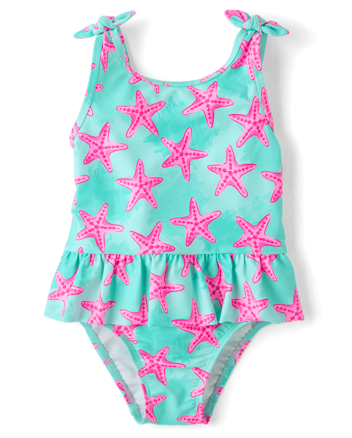 Baby And Toddler Girls Starfish Peplum One Piece Swimsuit