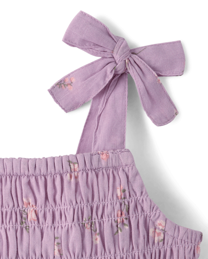 Robe à bretelles nouées motif floral pour bébés et petites filles