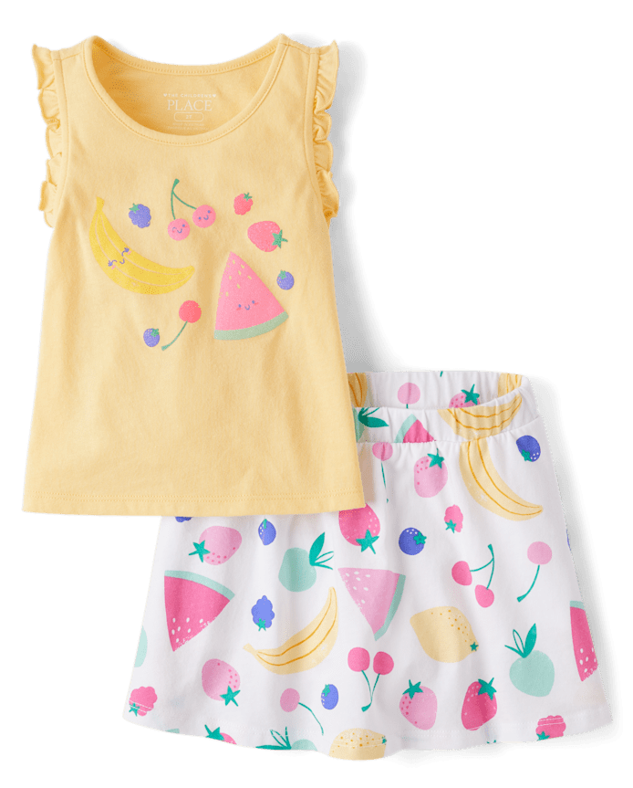 Toddler Girls Fruit Ruffle 2-Piece Outfit Set