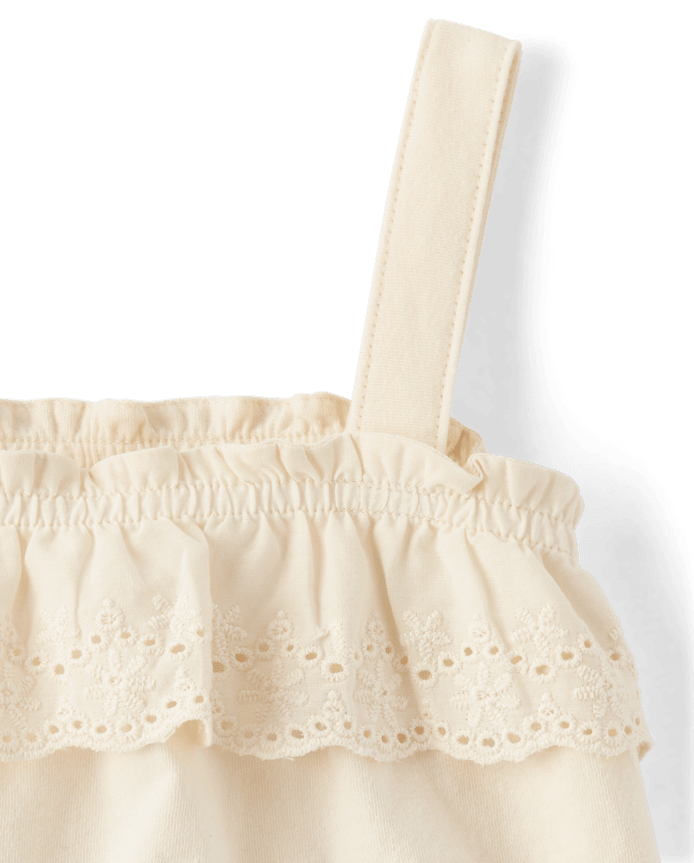 Baby And Toddler Girls Embroidered Eyelet Ruffle Top
