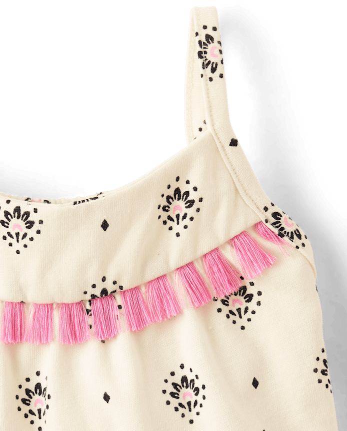 Baby And Toddler Girls Print Tassel Tiered Dress