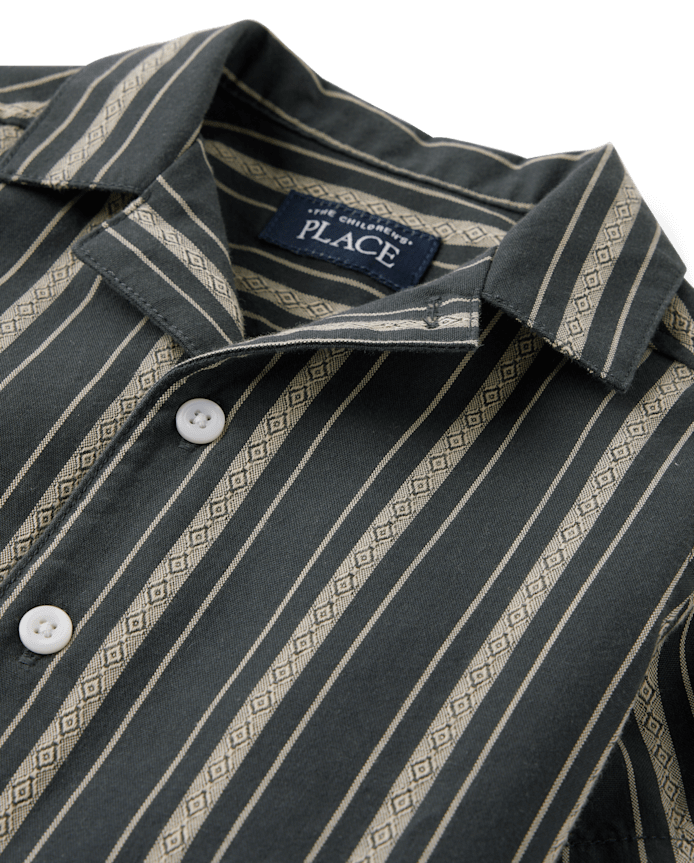 Baby And Toddler Boys Embroidered Textured Button Up Shirt