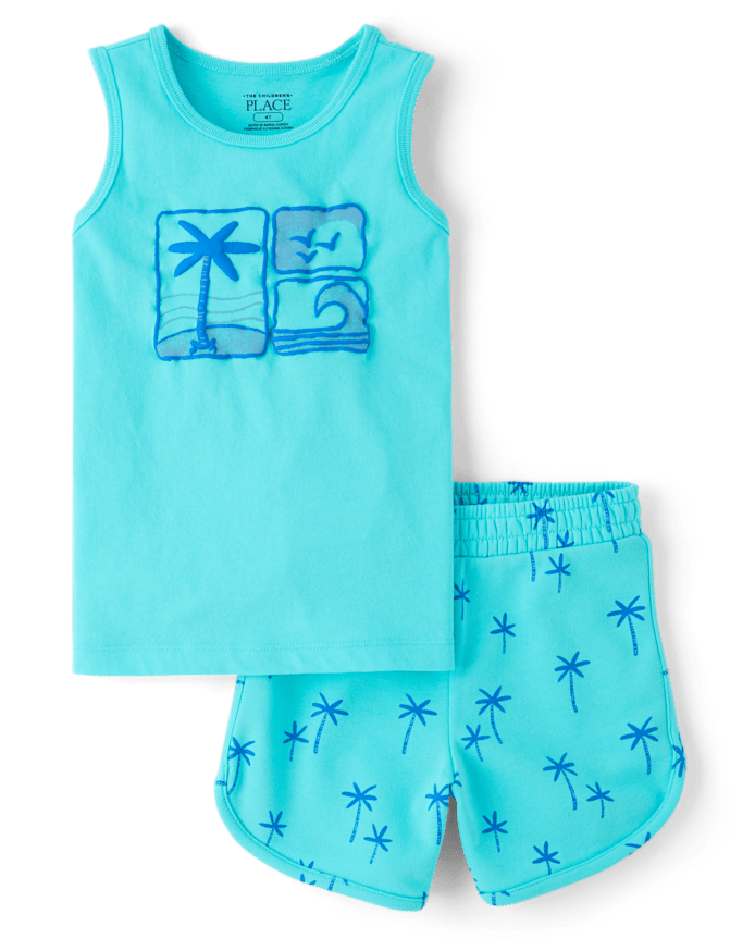 Baby And Toddler Boys Puff Print Beach 2-Piece Outfit Set