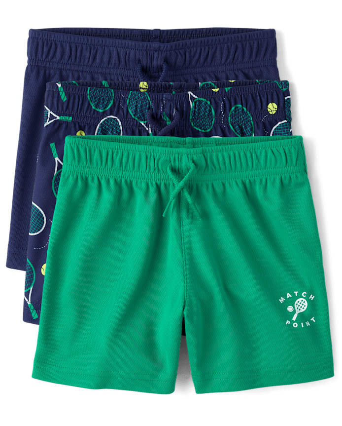 Baby And Toddler Boys Quick Dry Lined Mesh Active Shorts 3-Pack