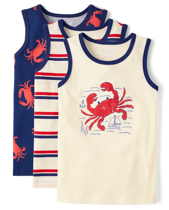 Baby And Toddler Boys Crab Tank Top 3-Pack