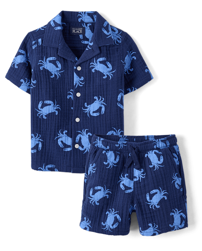Baby And Toddler Boys Print Gauze 2-Piece Outfit Set