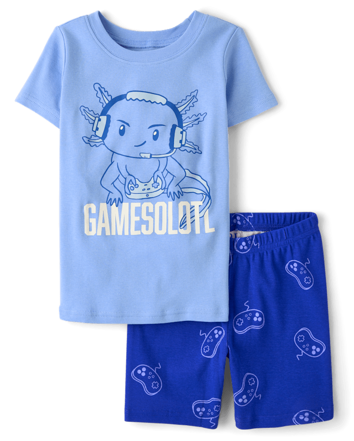 Boys Gamer Axolotl Snug Fit Cotton Pajamas