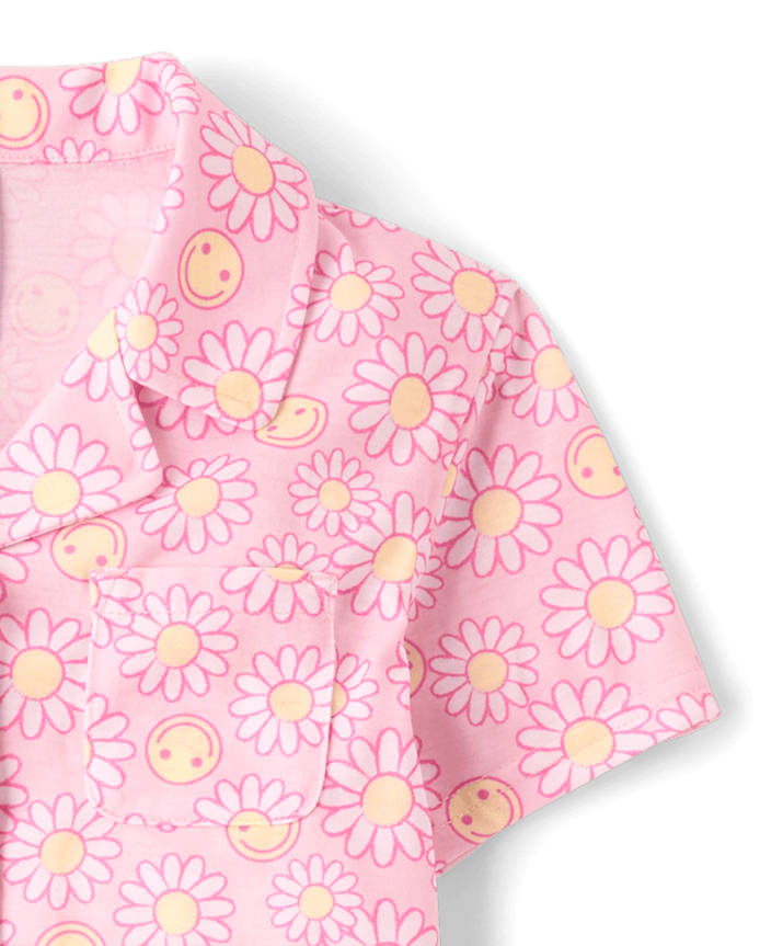 Girls Daisy Button Front Pajamas