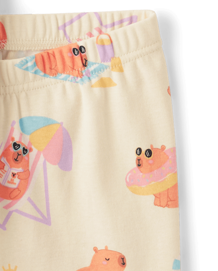 Girls Summer Capybara Snug Fit Cotton Pajamas
