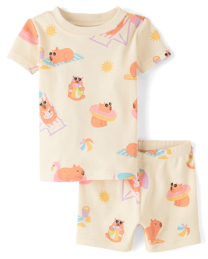 Baby And Toddler Girls Summer Capybara Snug Fit Cotton Pajamas