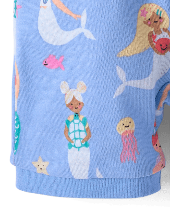 Baby And Toddler Girls Mermaid Snug Fit Cotton Cropped One Piece Pajamas